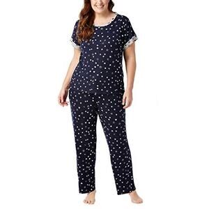 Lucky Brand 2-Piece Pajama Set Women's Size X-Large Blue Stars Short Sleeves